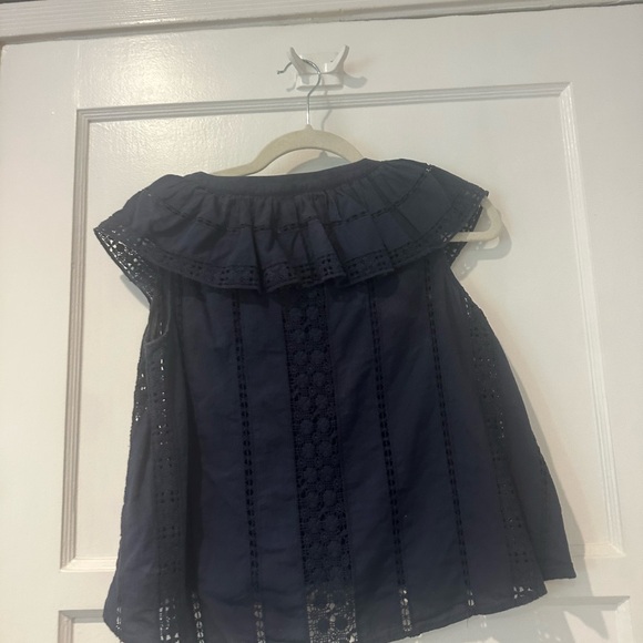 Navy Blue Kids Ruffle Top - Picture 2 of 3